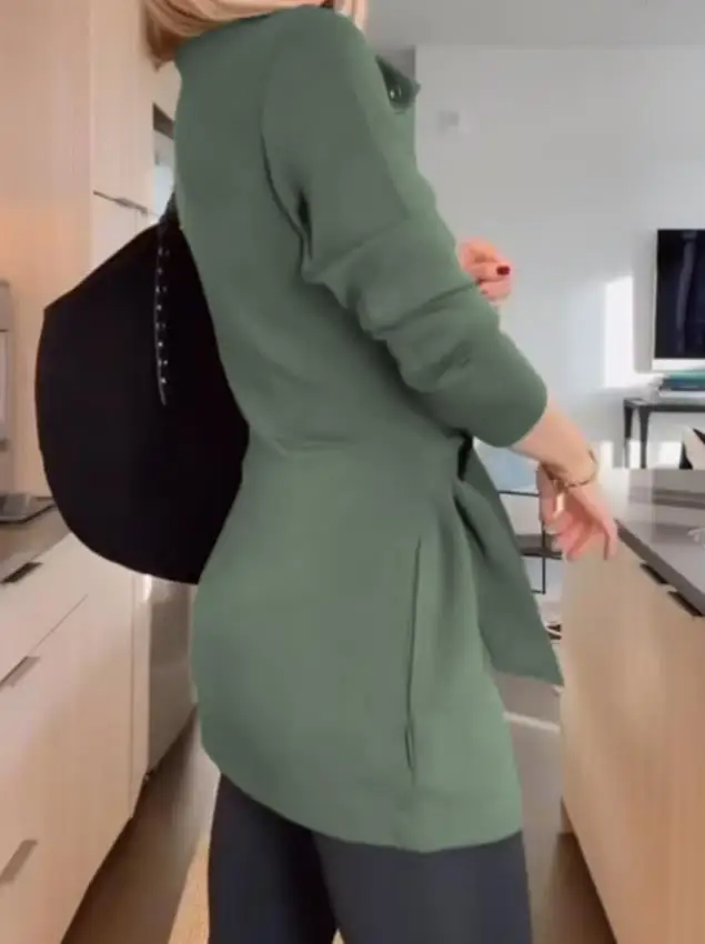 Stand Collar Long Sleeve Casual Tied Detail Sweater for Women Fashionable Knitwear with Tied Accents for Comfortable Wear