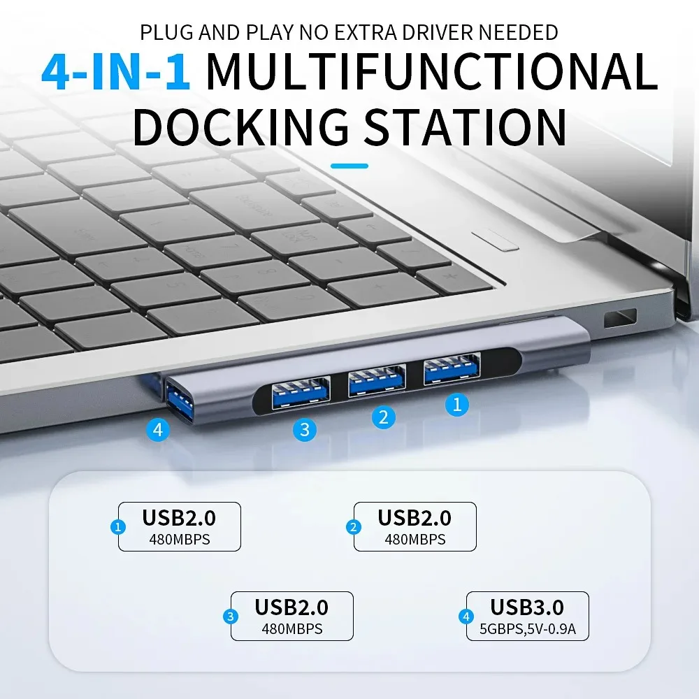 4 In 1 USB-C HUB Universal USB 3.0 Docking Station High Speed Splitter OTG Adapter For Laptop PC Accessories