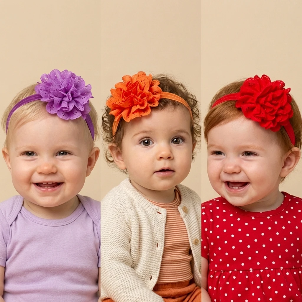 

3-Color Set Elastic Baby Headbands Cute Flower Hollow-Out Children's Hairbands Newborn Girls Hair Accessories