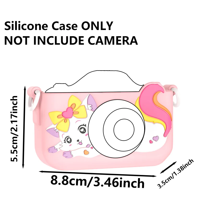 Silicone Protective Case For Kids Camera Cat Design with Lanyard CASE ONLY(No Camera)