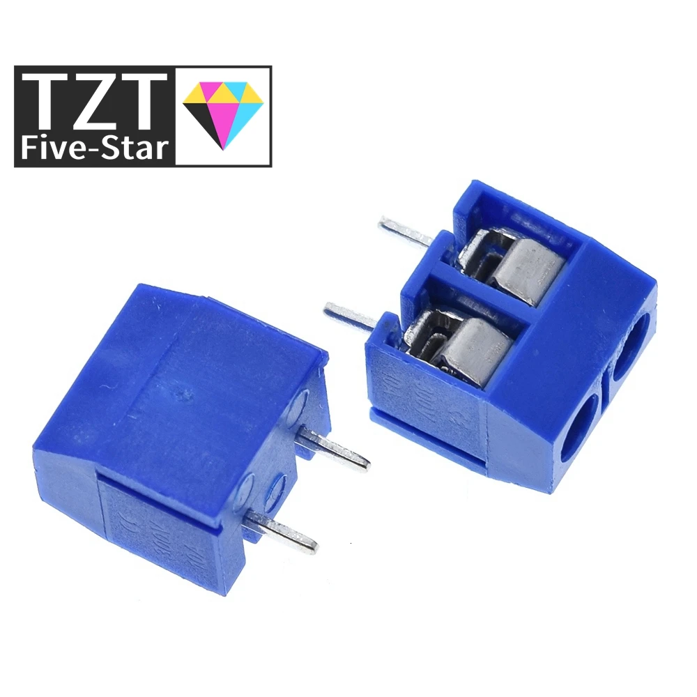 TZT 10/50pcs 5.08-301-2P 301-2P 2 Pin Screw Terminal Block Connector 5mm Pitch