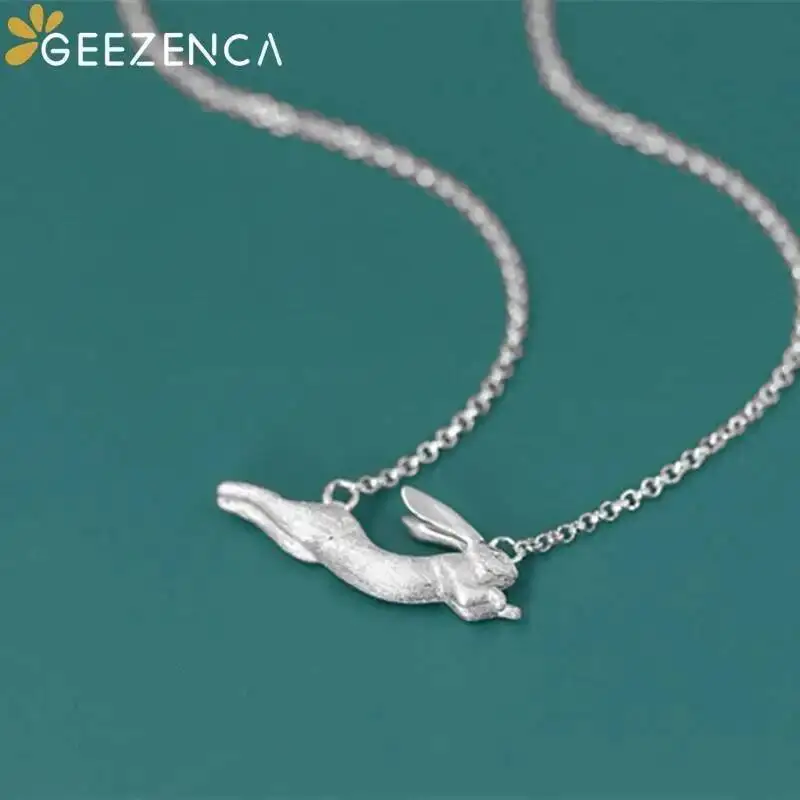 S925 Sterling Silver 3D Rabbit Pendant Necklace for Women