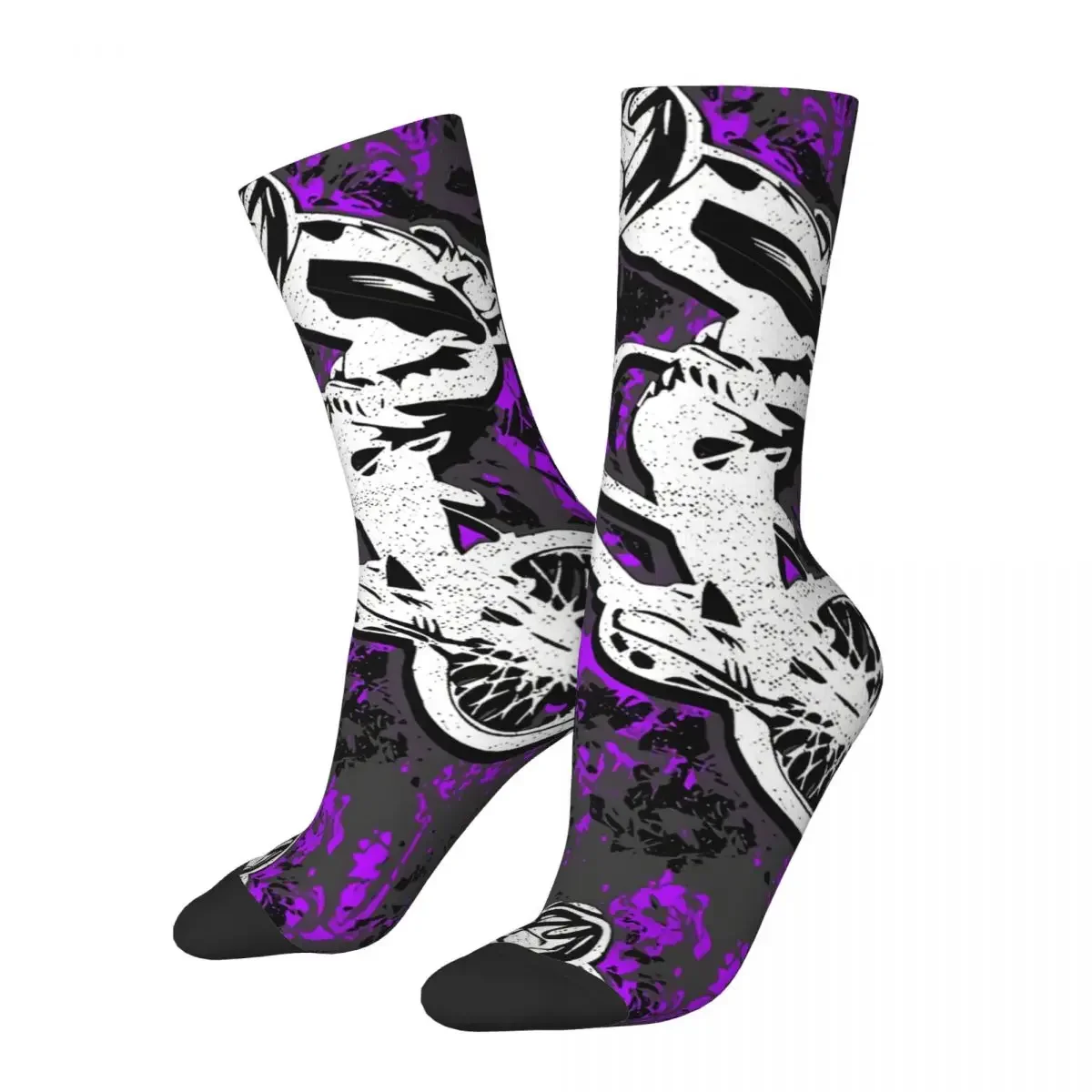 

Hip Hop Vintage Purple Bmx Apparel Crazy Men's Socks Bicycle Bike Unisex Street Style Printed Novelty Happy Crew Sock Boys Gift