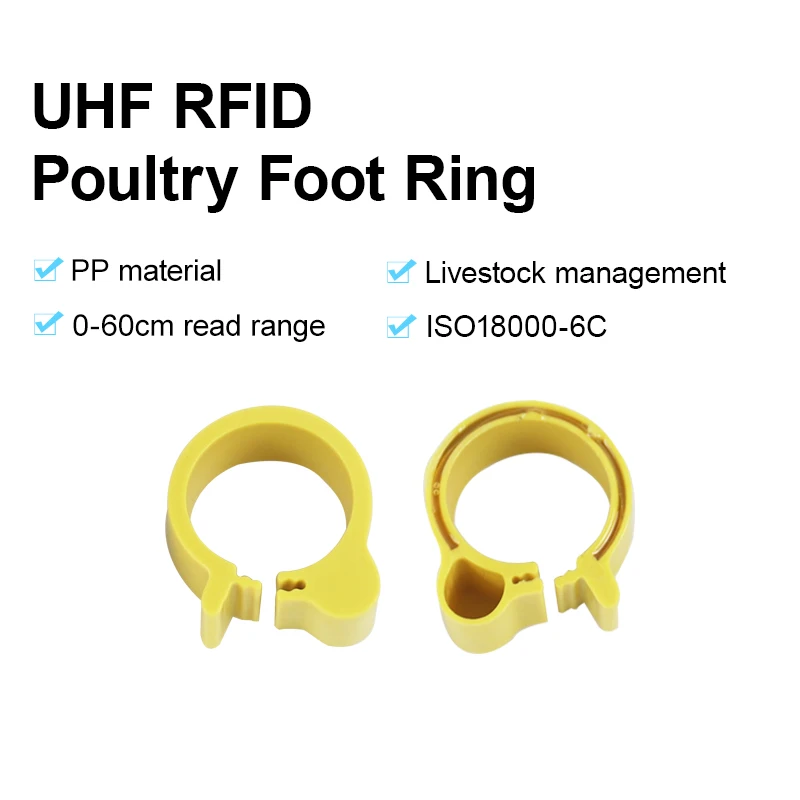 20pcs 860-960Mhz UHF RFID Poultry Foot Ring PP Material Ducks Goose Ring Tag for Farm Livestock Management