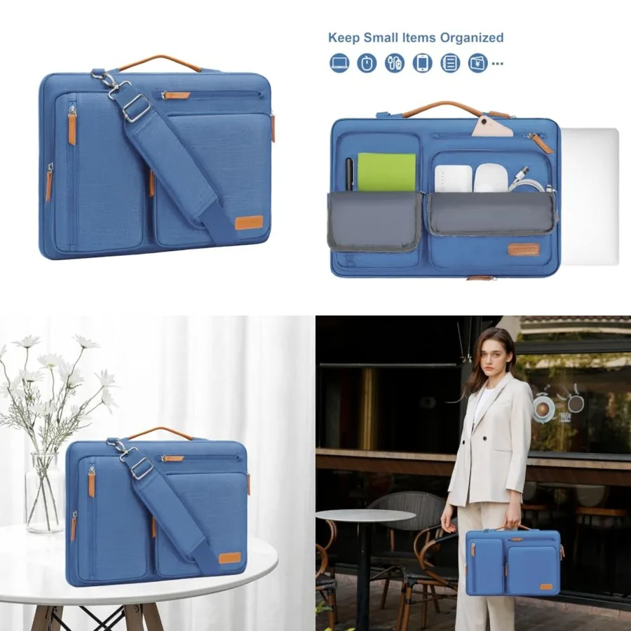 360 Protective Laptop Shoulder Bag, -.6 Computer Bags Compatible with MacBook Pro, HP, Dell, Lenovo, Asus Notebook, Side Open M