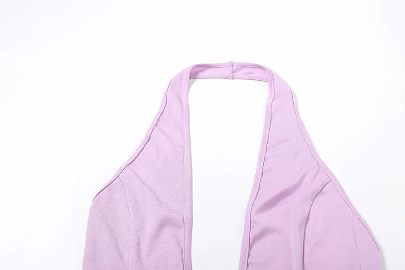 Vestido largo ajustado con cuello en V profundo para mujer, elegante, Sexy, fruncido, de malla transparente, de retazos, sin mangas, con cuello Halter y espalda descubierta