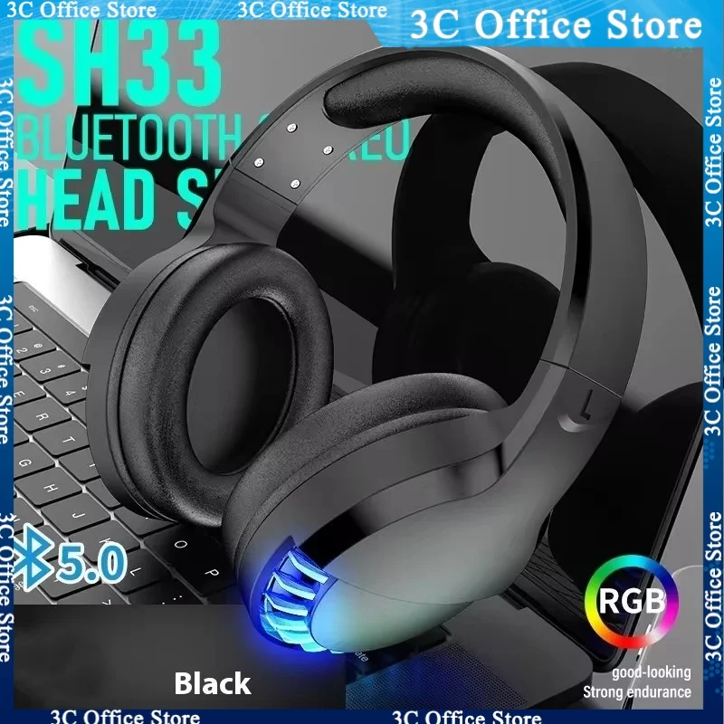 

Free Wolf Sh33 Bluetooth Wired Dual-Mode RGB Headphone Heavy Bass Noise-Cancelling Gaming/E-Sports/Office/Home Headphones