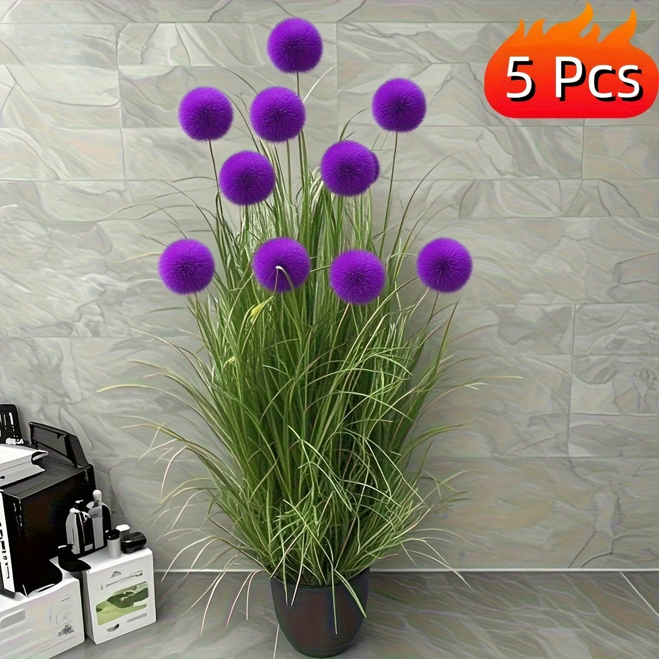 5 Stück künstliche Pflanzen mit violetten Knollen, geeignet für Heimdekoration, Festival- und Partydekoration, Hof- und Gartendekoration – Detail 1