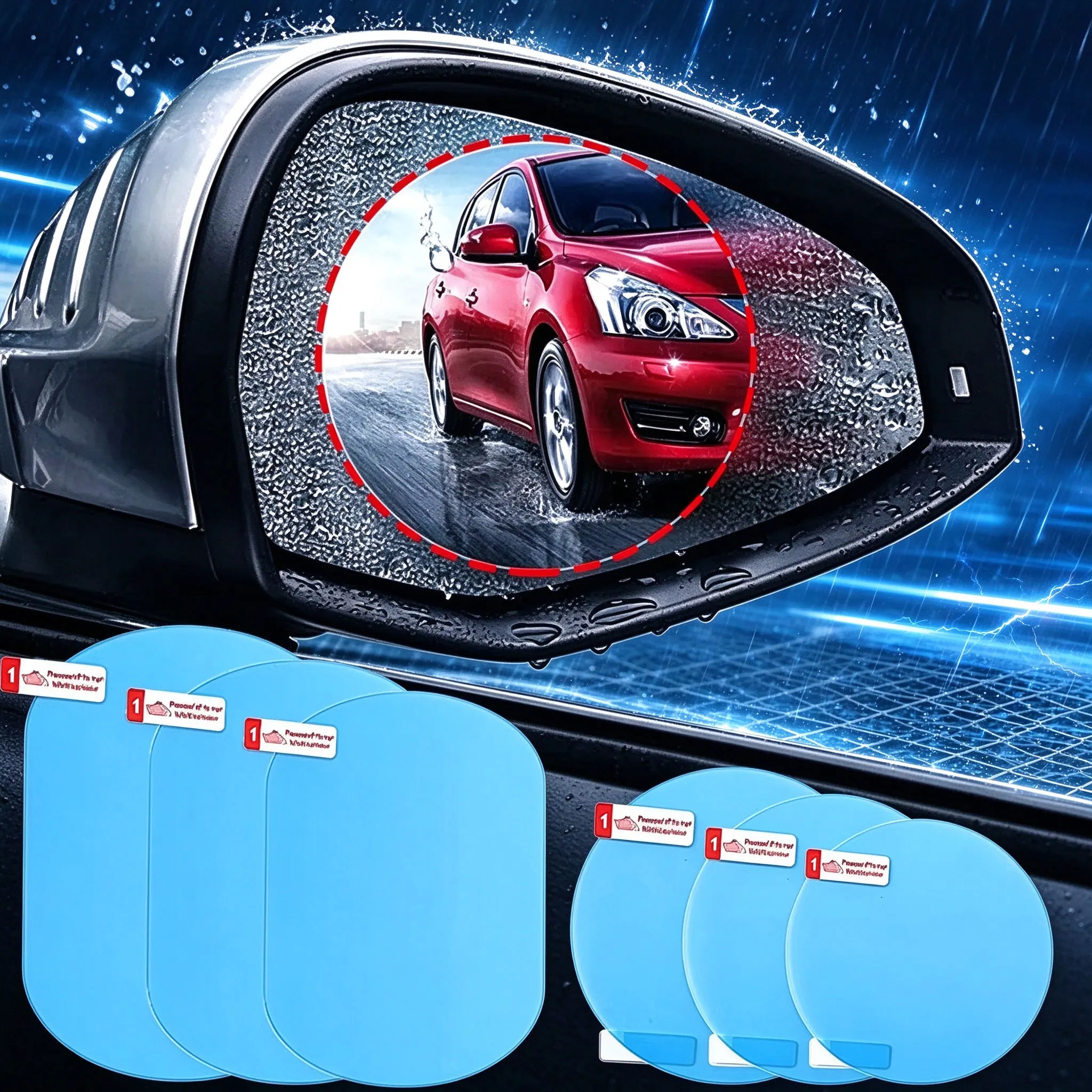 2Pcs Car Rearview Mirror Protective Film Anti Fog Window Clear Rainproof Rear View Mirror Protective Car Window Film Accessories