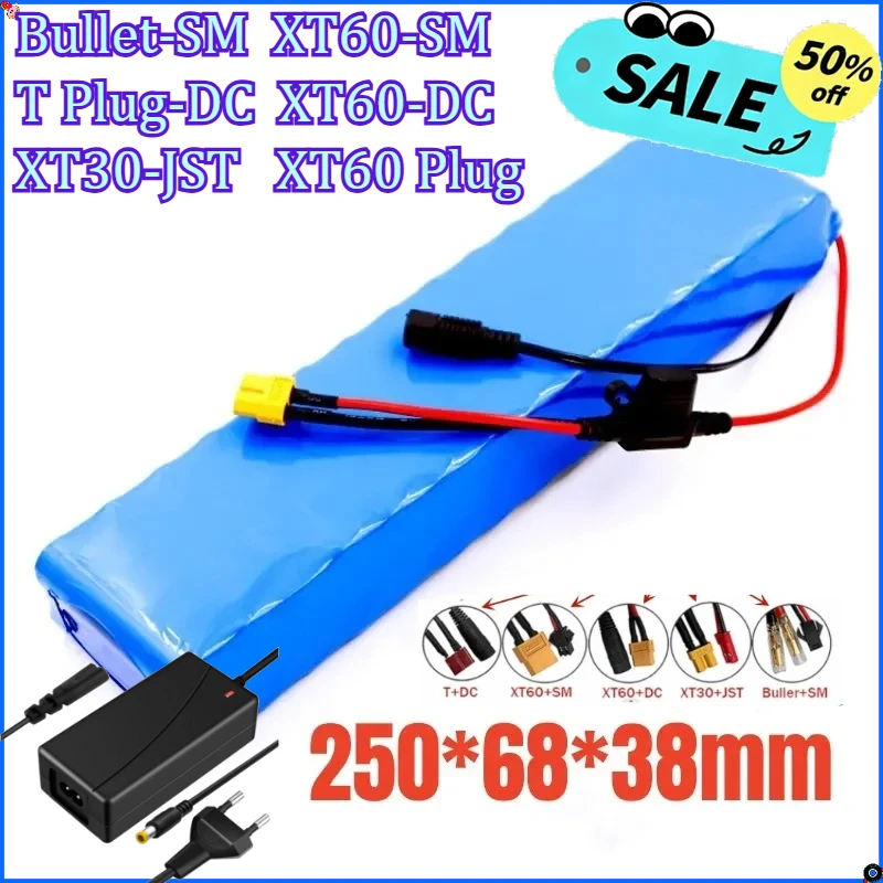 

48V 13S2P 18650 Powerful Battery Pack 10Ah Large Capacity New Lithium Battery Rechargeable Li-ion Battery with 54.6V Charger