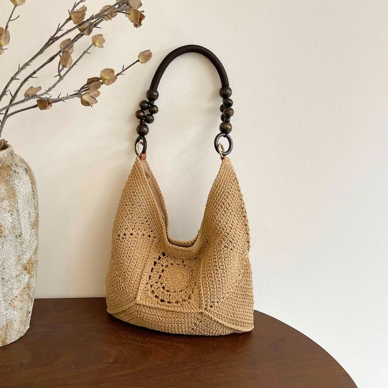 

Летняя модная соломенная сумка-тоут с вырезами для женщин 2026: Вместительная пляжная сумка в стиле бохо для отпуска