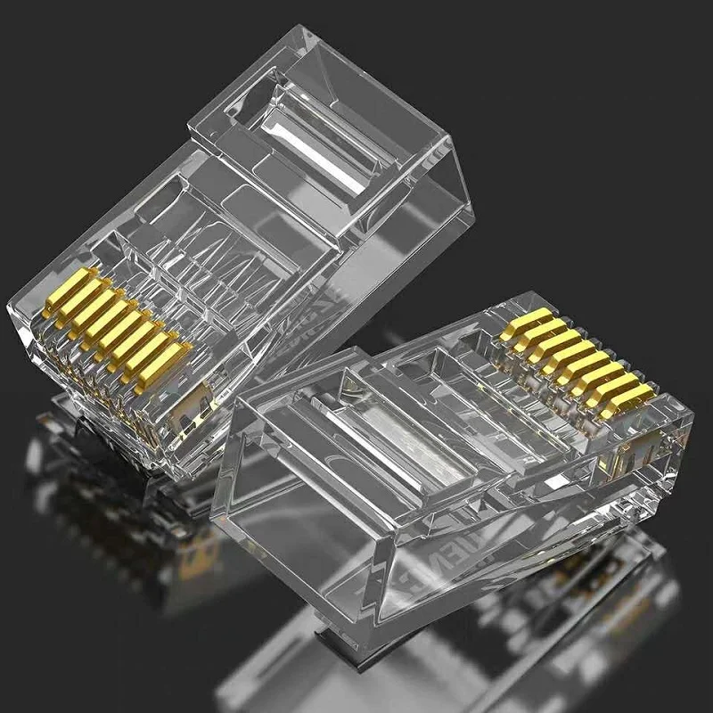 RJ45 Cat5  8p8c Connector Module Plug  Ethernet Cables Adapter Gold Plated Network Crystal Heads