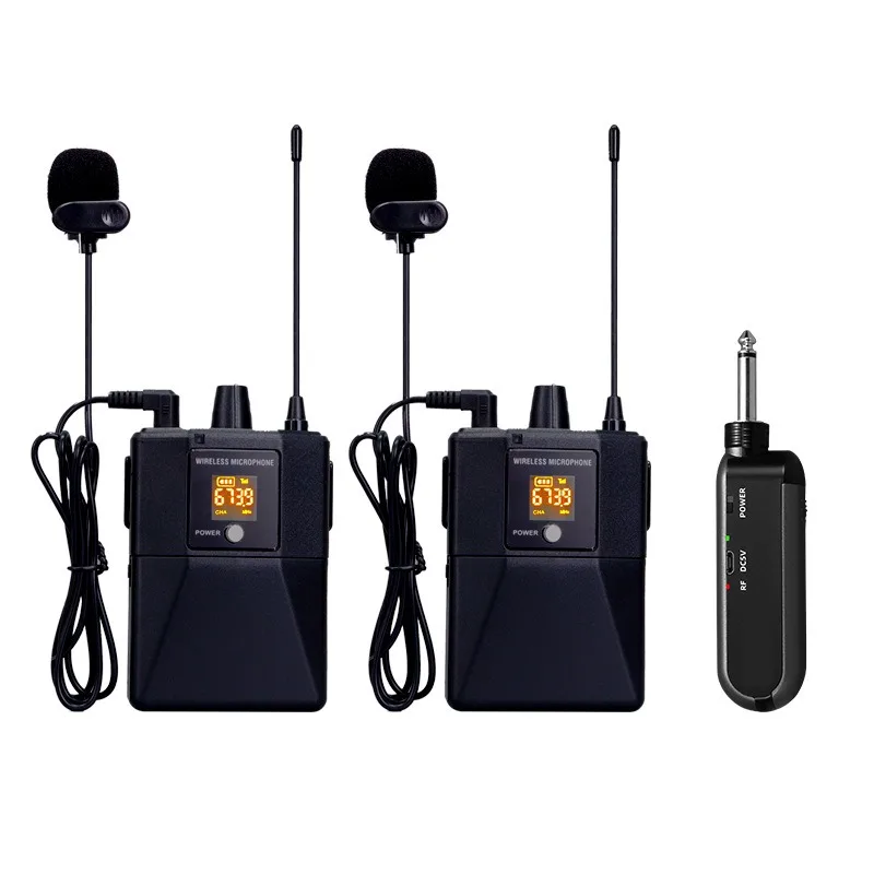 D300 UHF Wireless Headset/Lavalier Microphone Set 20-30M Range 50X2 Channels Rechargeable Receiver for Teacher/Tour Guide/Speech