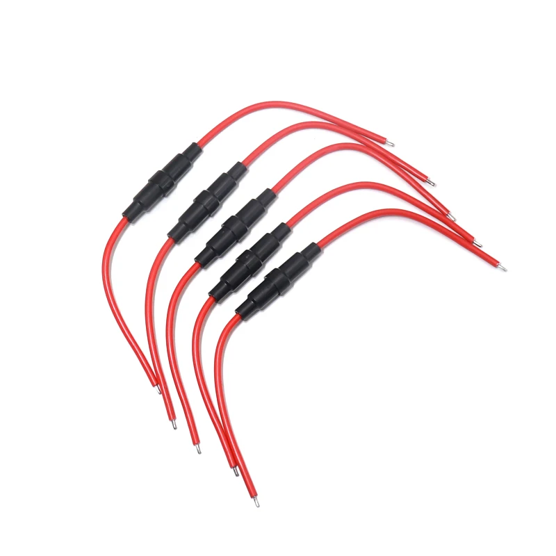 【5PCS】 5*20mm Glass Fuse Holder Screw Type 5X20mm with 5PCS 22AWG Wire Cable 5X20MM Glass Fuse Tube (5PCS+5PCS=10PCS) 5set