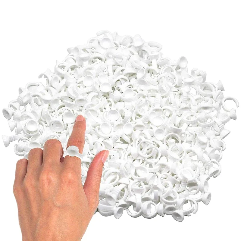 まつげエクステ用グルーリング,ネイルアートグルーホルダー,まつげパレットカップ,タトゥー顔料メイクアップツール,100個