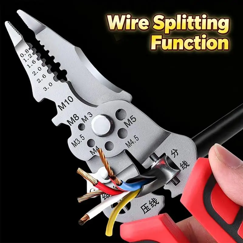 Inductive Wire Stripping Pliers Anti-Slip Handle Multifunctional Cutting Crimping Pliers for DIY Home Wiring Projects