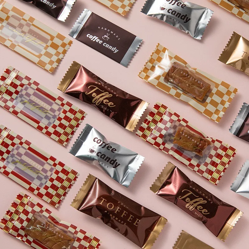 

100Pcs Small Disposable Aluminum Film Sea Salt Toffee Packaging Bags Baked Handmade Nougat Coffee Candy Machine Sealed