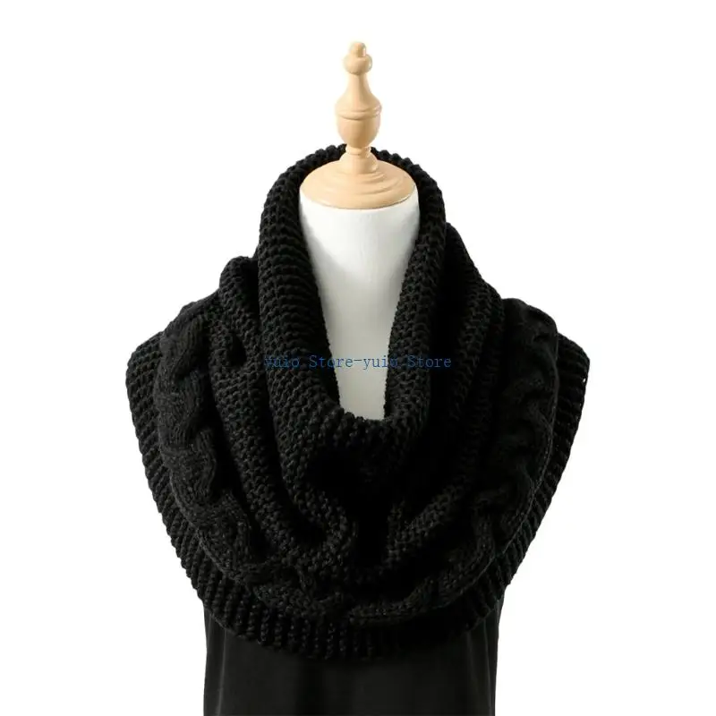 X7XB Knitted Scarf Neck Warmer Hat Integrated Pullover Design Soft Fabric Shawl For Outdoor Activity Easy Wash Care