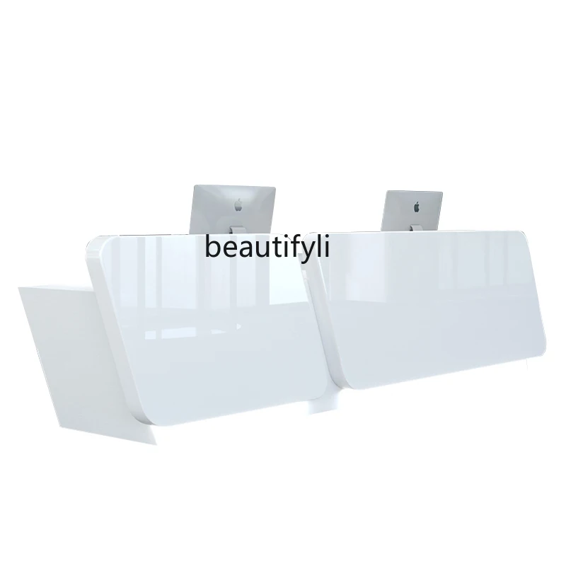 

Reception Desk White Paint Reception Desk Company Curved Bar Beauty Salon Hotel Cashier Kindergarten Reception Desk