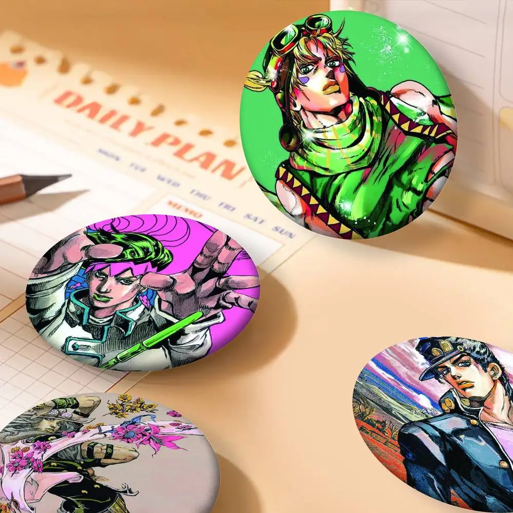 Insignias de Anime JOJO, insignia láser redonda, broche, ropa, mochila, accesorios, solapa