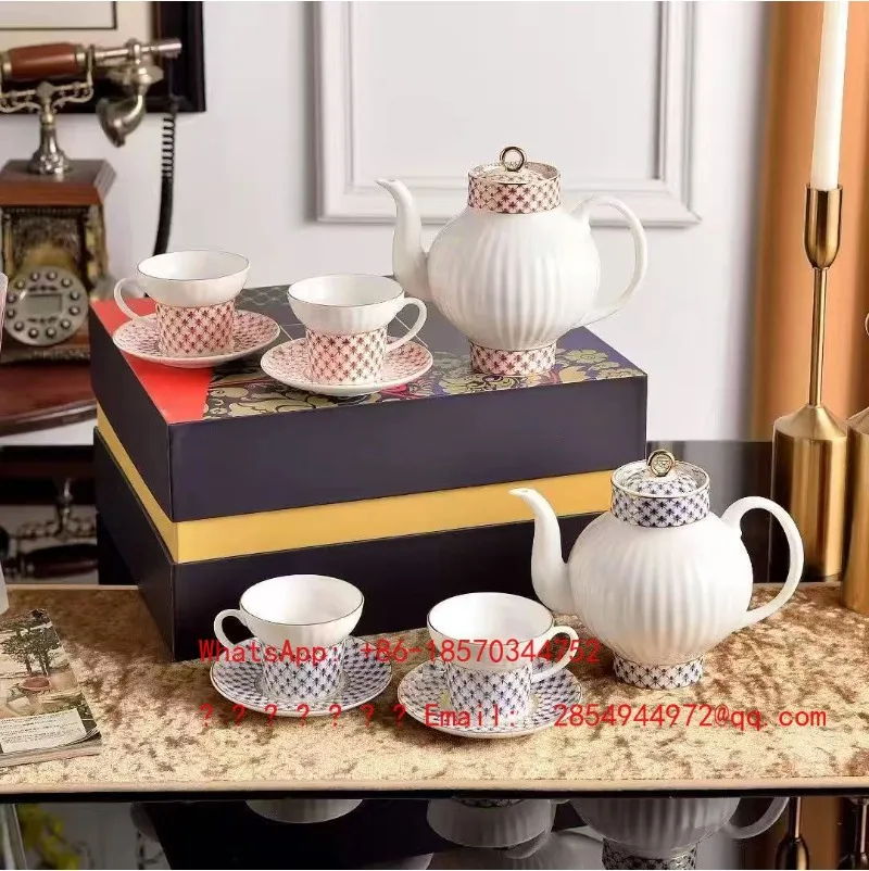 Ceramic Coffee Cup Double Cup Saucer Set, High-end Exquisite Luxury Bone China Afternoon Tea Set