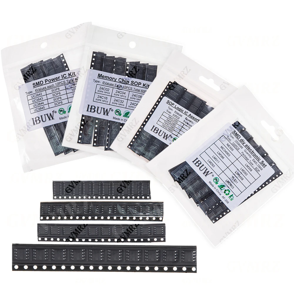 NE555 LM358 UC3844 UC3845 SOP-8 24C02 24C04 24C08 74HC00 SMD Power Supply IC Kit TL431 LM393 UC3842 UC3843