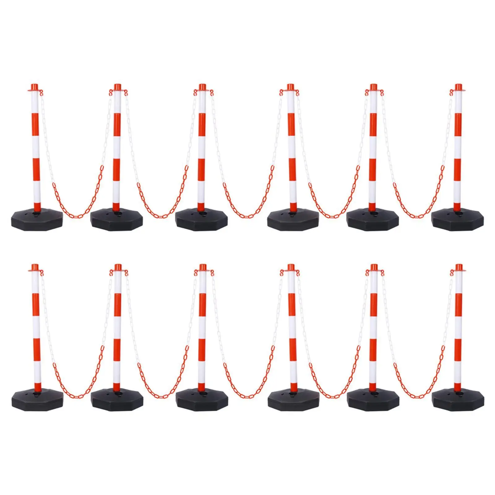 12 Pack Traffic Delineator Post Cones with Fillable Base, Adjustable Plastic