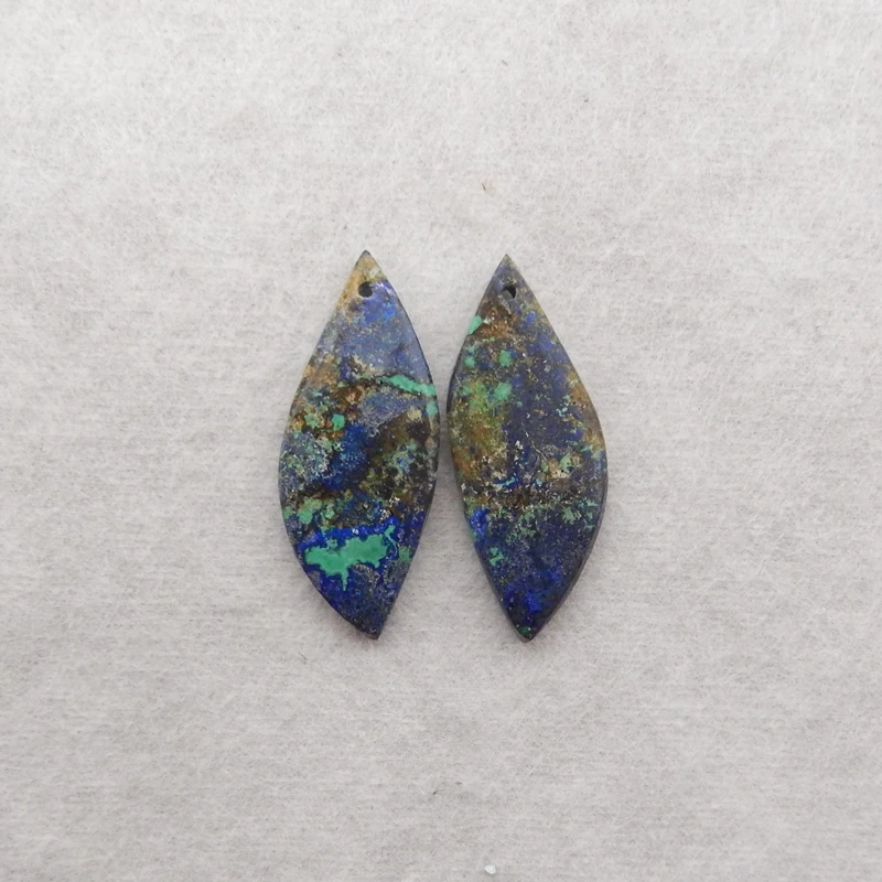

B&F Handmade Chrysocolla Earring Beads 32x13x4mm 4g Natural Polished Stones Jewelry Making Supplies