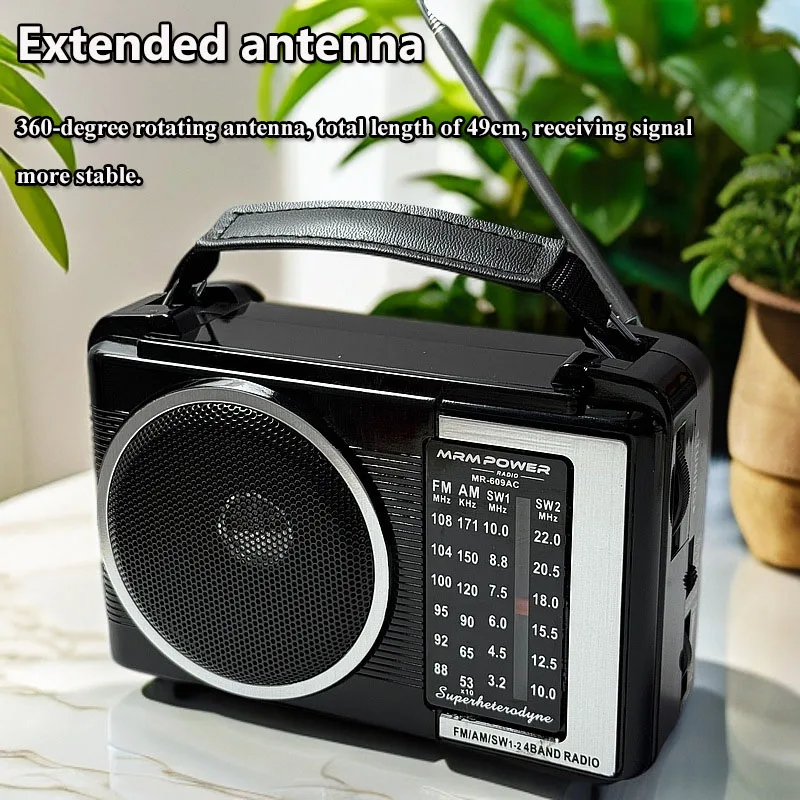 Rádio portátil de banda completa retro fm am SW1-2 rádios com alto-falante antena retrátil suporte bateria/ac alimentado sinal estável