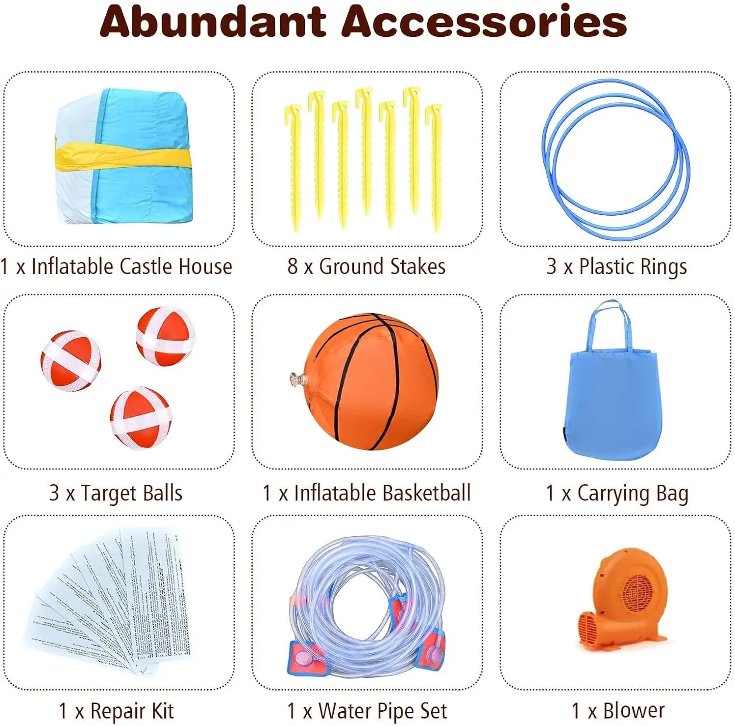 Nadmuchiwana zjeżdżalnia wodna, 8 W 1 Mega dom do odbijania wody z długą zjeżdżalnią i basenem do zabawy na świeżym powietrzu, dmuchawa 750W, Wat