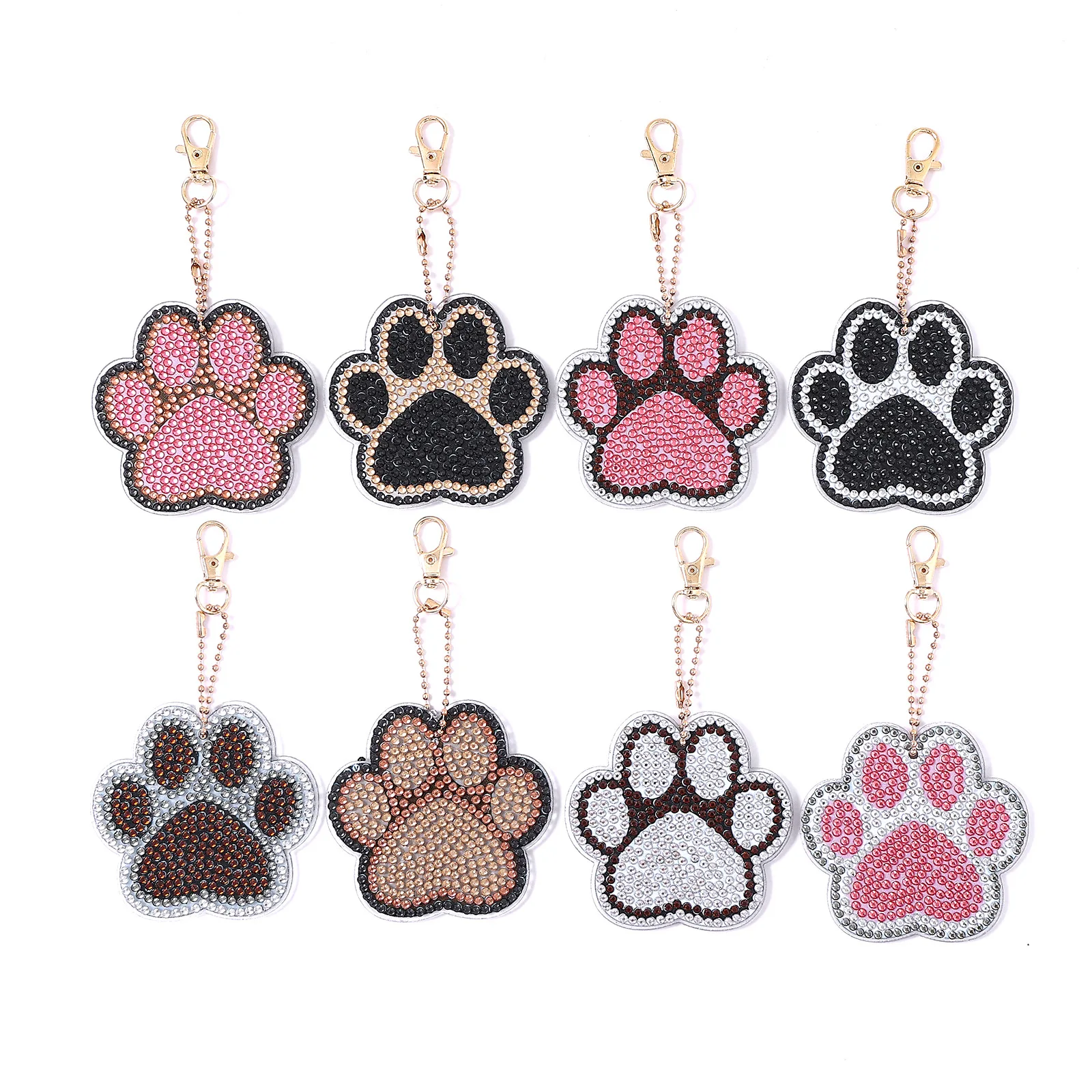 

Animal Claw Rhinestone Studded Keychain 8Pcs DIY Cartoon Cute Birthday Kids Gift Animal Souvenirs Bag Pendant Decorative Charm