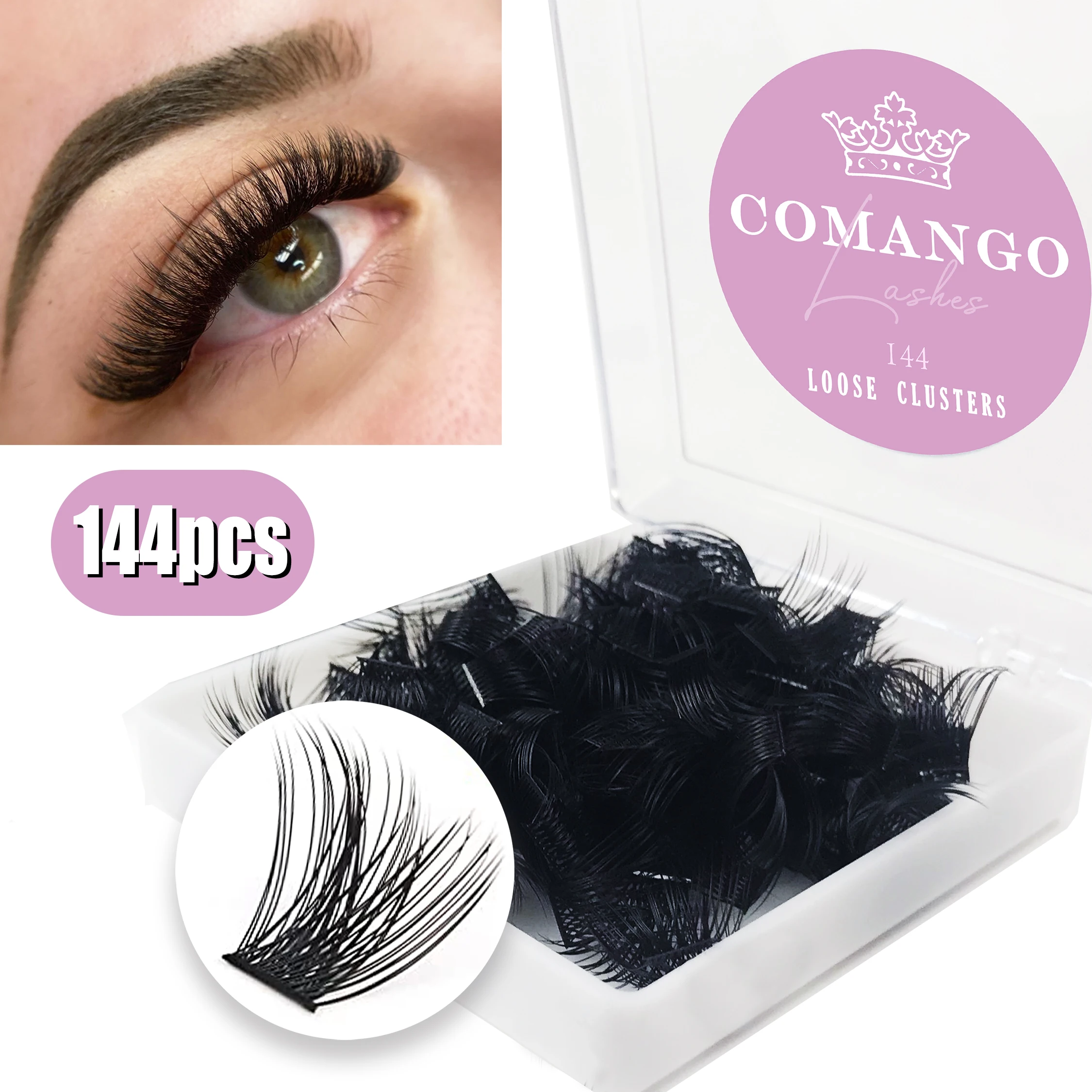 CoMango 144pcs cluster fai da te Extension ciglia C/D Curl Lash Clusters 10/12/14/16/18mm ciglia finte naturali