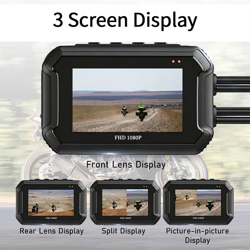 Dual 1080P Motorcycle DVR Full Body Waterproof Moto Camera WiFi GPS Dash Cam Front Rear Driving Video Recorder Black Box