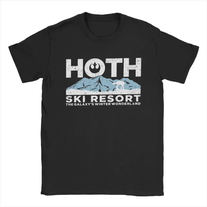 Funny Hoth ski resort T-shirt for men round neck cotton t shirt short sleeve tees gift idea clothing