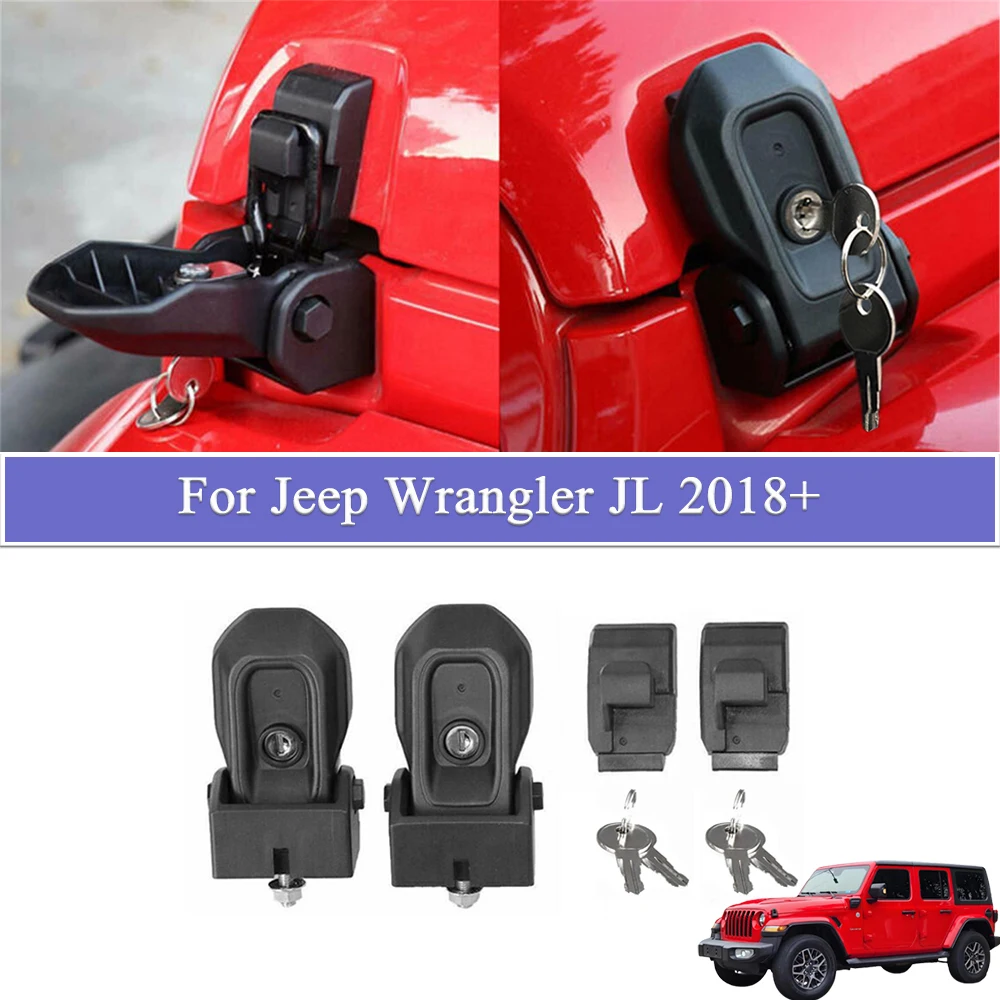 Hood Latches Anti-theft Lock Catch for Jeep Wrangler JL JLU 4XE Rubicon