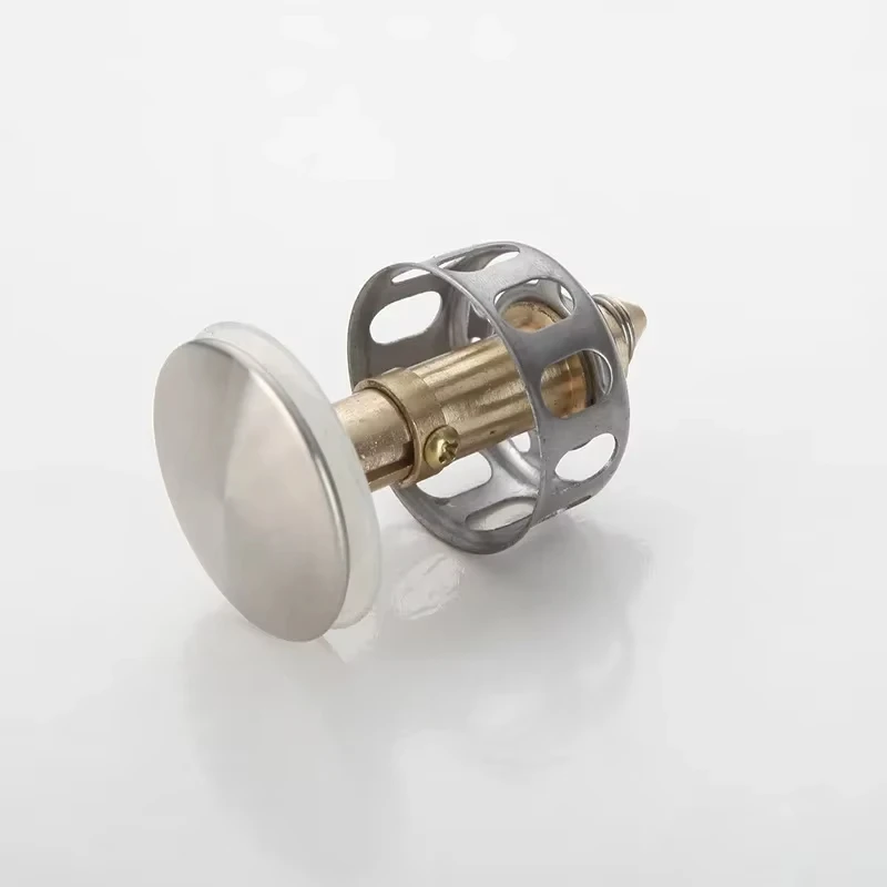 Universal Bathroom Sink Drain Assembly–Metal Pop-up Waste Stopper with Hair Trap Filter,Chrome Drain Strainer for Basin