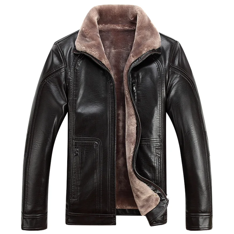Winter New Men's Genuine Leather Jackets Business Casual Man Motorcycle Coats Male Sheep Skin Lapel Plus Size Overcoat Quality