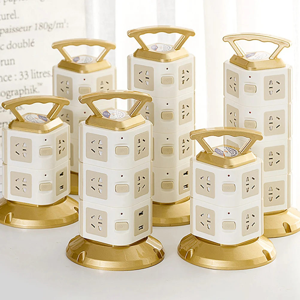 

USB Extension Socket Vertical Tower Triple Layers Multifunction Power Strip Overload Protection Charging Sockets Home Office