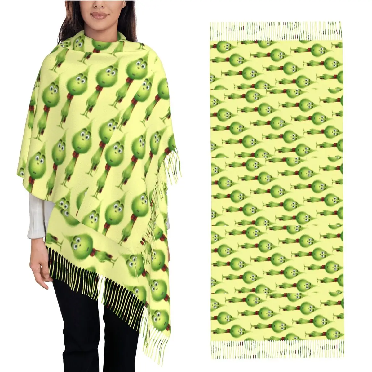 Warm Soft Scarf Winter G-Grinchs Cartoon Shawls and Wraps Design Bufanda Mujer Unisex y2k Cool Large Scarves