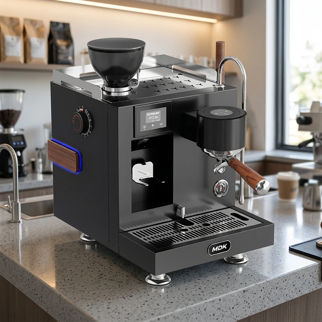 MDK MC-21 All One Grinding Extraction Electric Commercial Semi-Automatic Espresso Coffee Machine Stainless Steel Hotel RV 12