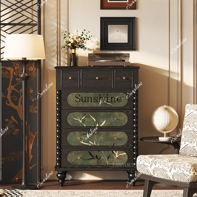 Medieval style bedroom, five buckets at the end of the bed/living room household solid wood drawer cabinet  FT