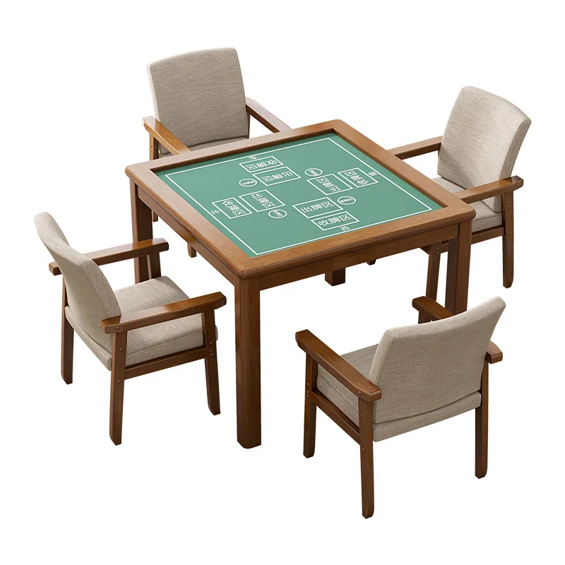 

Solid wood egg table hand rubbing mahjong table simple household chess and card room chess poker table and chair combination