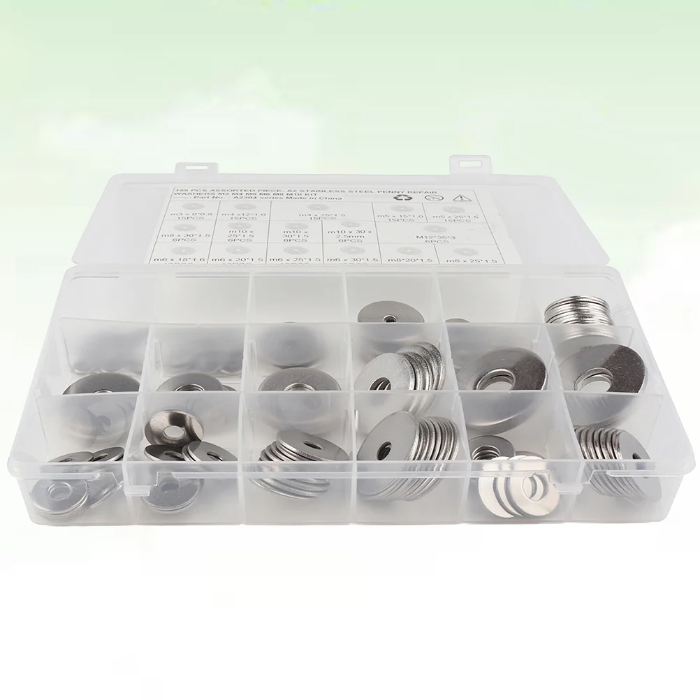 

165Pcs Stainless Steel Repair Washers M5 M8 M10 Durable Flat Gasket Rings for Machinery Equipment Auto Truck Use