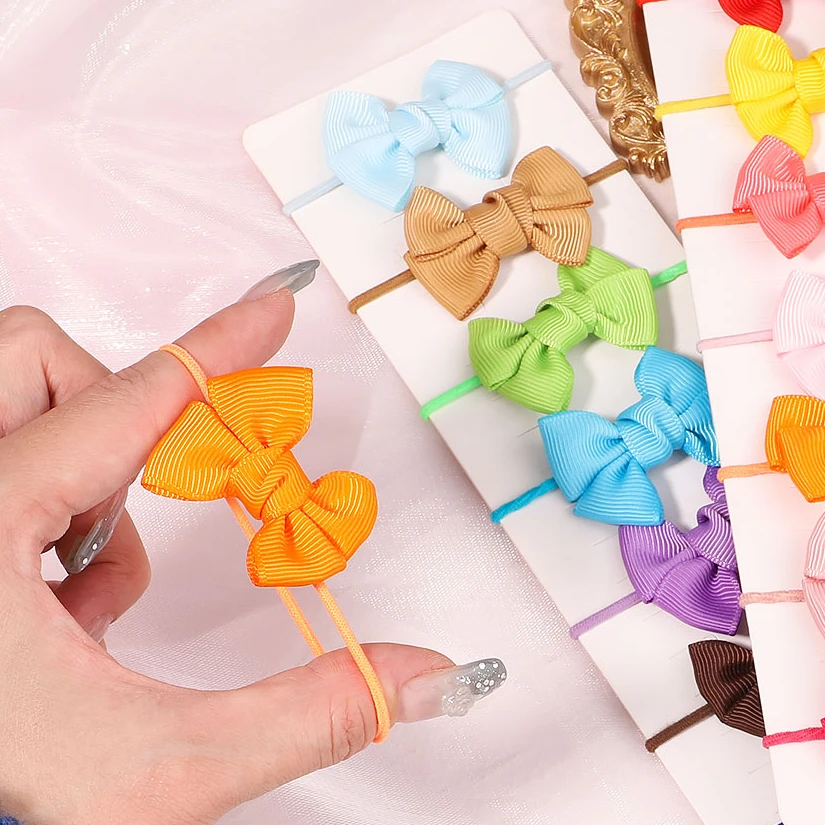 5/10/20Pcs/Lot Solid Hair Bows Elastic Hair Bands For Gilrs School Bows Headband Hair Ties Headwear Kids Hair Accessories Gifts