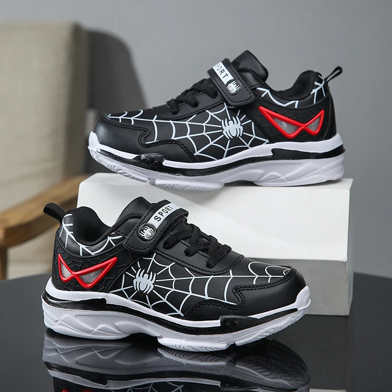 Brand Kids Cartoon Spider Sneakers Boys Comfortable Sports Shoes Outdoor Non-slip Tennis Shoes Lightweight Casual Running Shoes