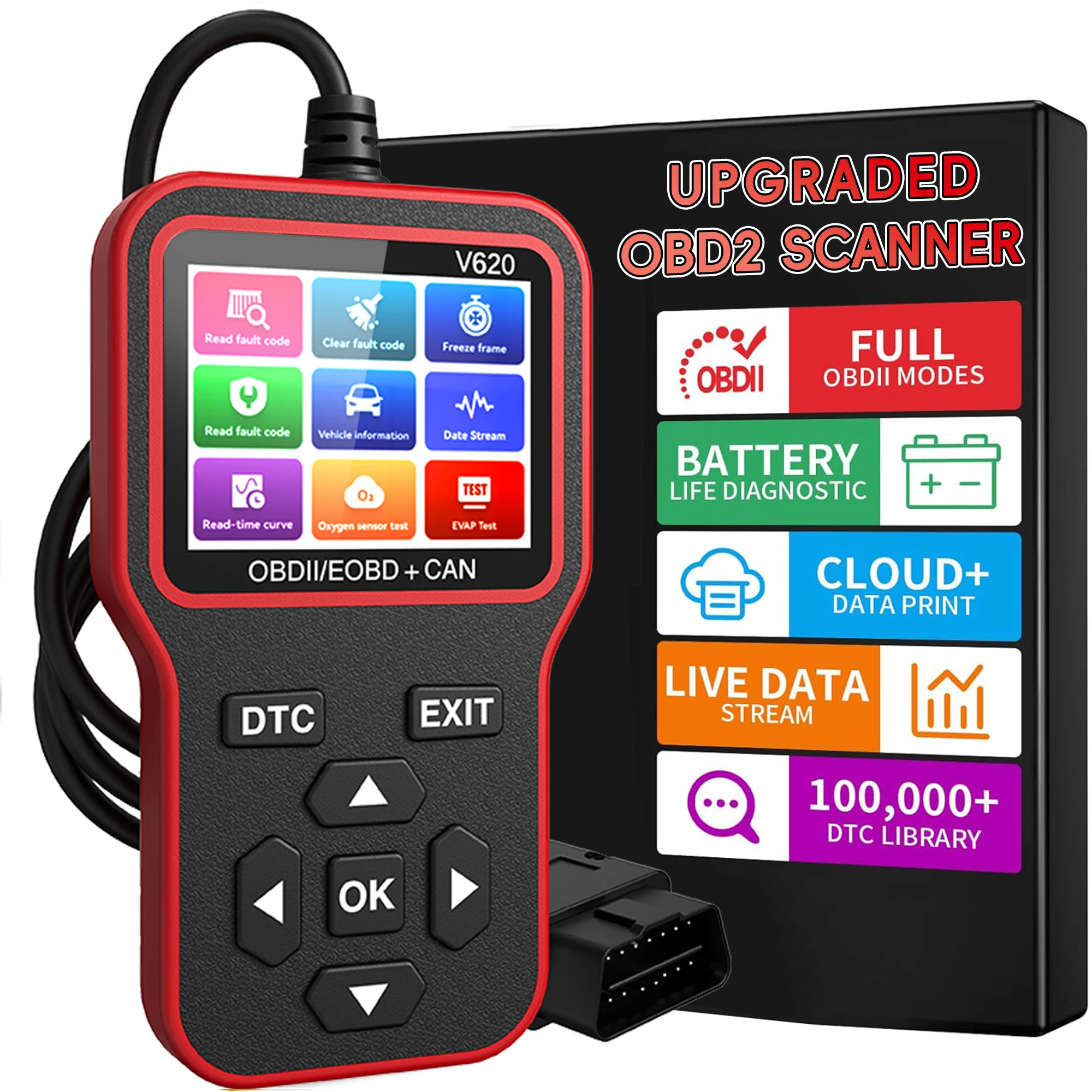 Professional OBD2 Scanner Diagnostic Tool Check Engine Light Vehicle Code Reader Car Fault Code Scanner for All CAN OBDII Cars