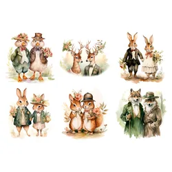 A pair rabbit duck deer wolf Iron on Transfers Dtf Transfers Ready to Press Patches for children Clothes Heat transfer stickers