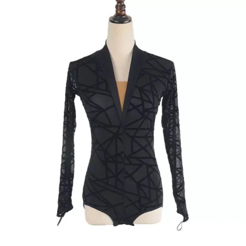 Abito da ballo per adulti, standard, di alta qualità, nero, elegante, per danza latina, ballo liscio, valzer, flamenco