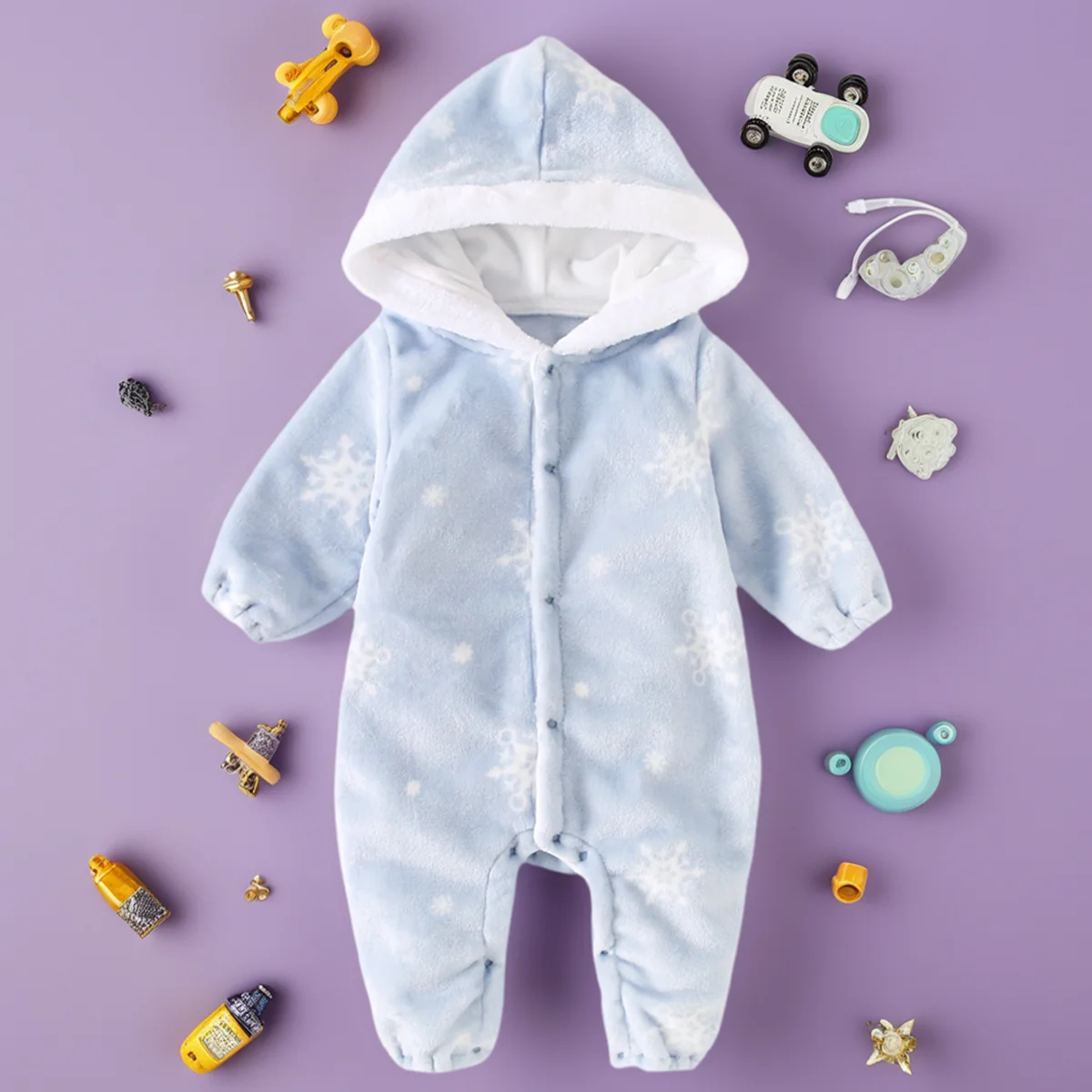 

Sanlutoz Winter Warm Christmas Hooded Baby Rompers Cute Fleece Thickened Toddler Jumpsuits Long Sleeve