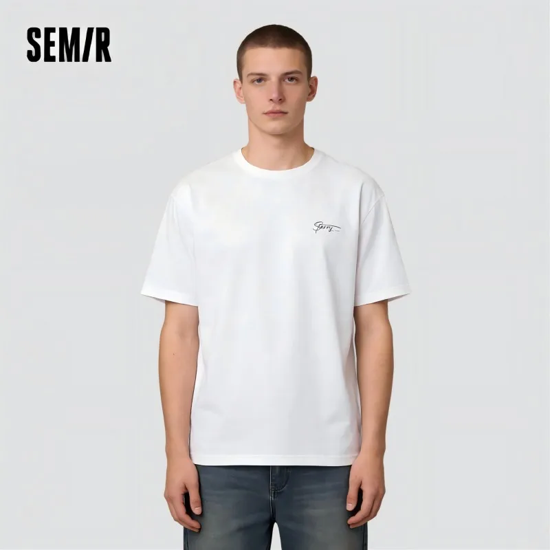 Semir Short Sleeve T-Shirt Men Round Neck Pure Cotton 2025 New Summer Style Top Versatile Fashionable Commuting Breathable